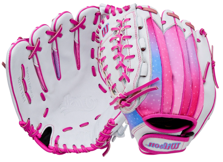 Wilson A440 12" Youth Outfield Glove White/Pink/Galaxy LHT