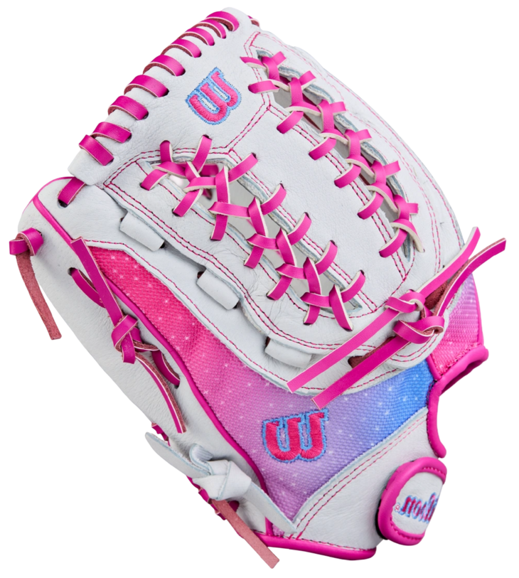 Wilson A440 12" Youth Outfield Glove White/Pink/Galaxy LHT