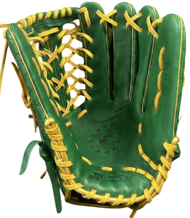 SSK EBC50 12.75" Outfield Glove Crocodile Pattern Dark Green/Gold LHT