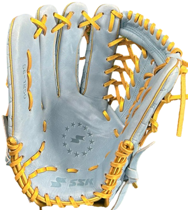 SSK EBC50 12.5" Outfield Glove Crocodile Pattern Colombia Blue/Gold LHT
