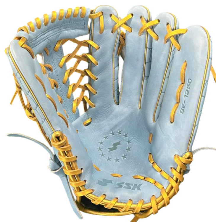 SSK EBC50 12.5" Outfield Glove Crocodile Pattern Colombia Blue/Gold RHT