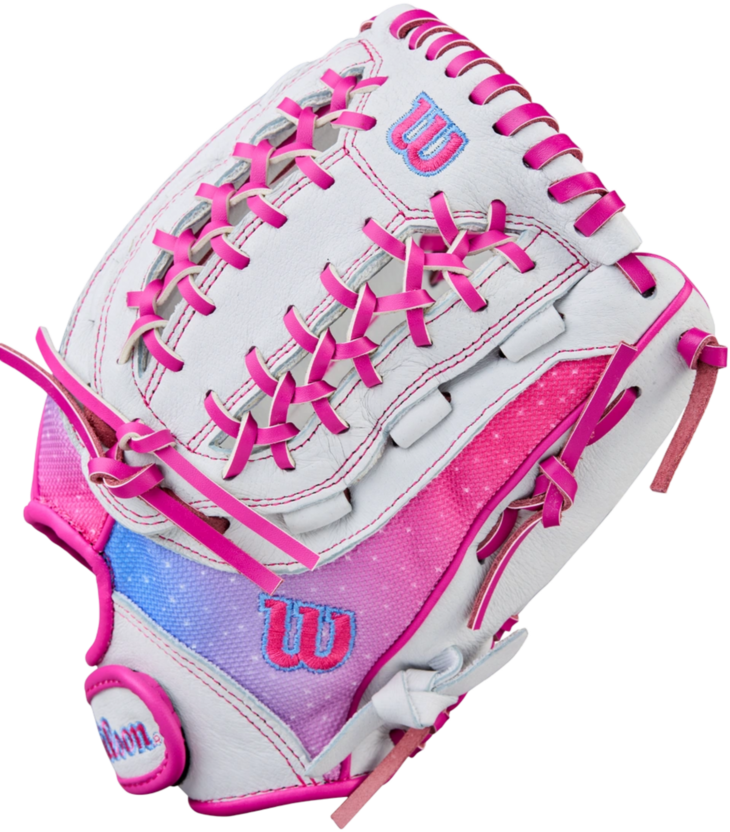Wilson A440 12" Youth Outfield Glove White/Pink/Galaxy RHT