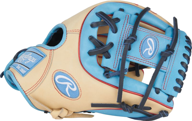Rawlings Heart of the Hide 11.5" Infield Glove Tan/Colombia Blue/Red RHT