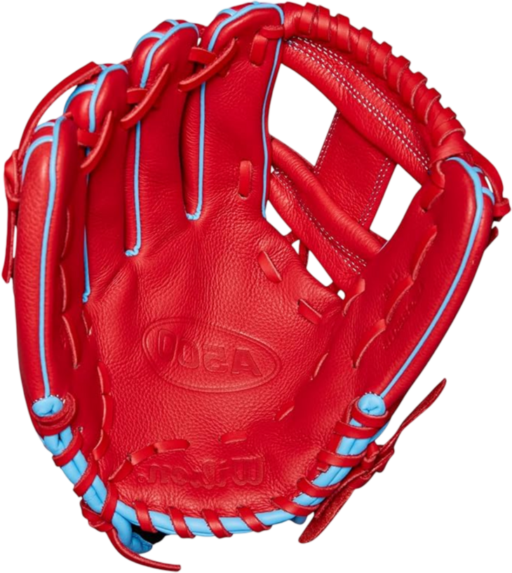 Wilson A500 11.5" Infield Glove Red/Baby Blue LHT