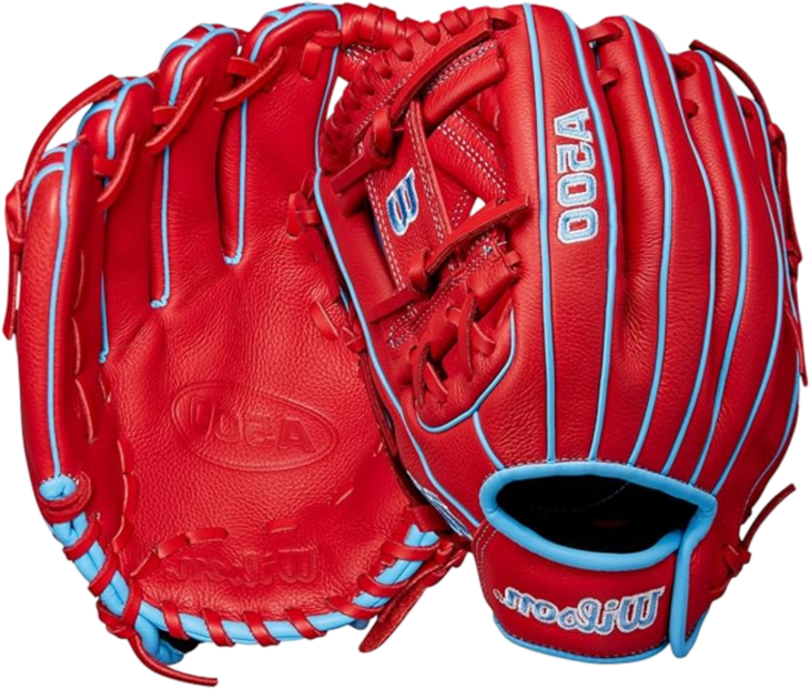 Wilson A500 11.5" Infield Glove Red/Baby Blue LHT