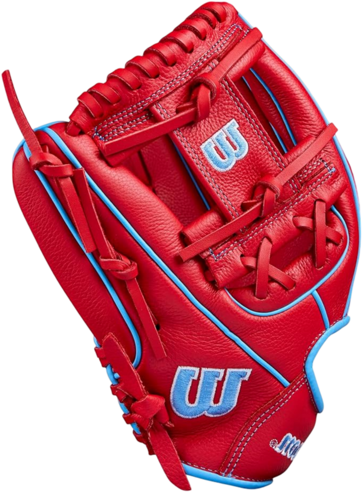 Wilson A500 11.5" Infield Glove Red/Baby Blue LHT