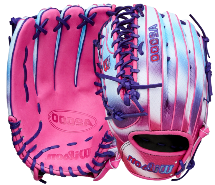 Wilson A2000 OT7SS 12.75&rdquo; Outfield Glove Pink/Purple/Blue/Cloud LHT