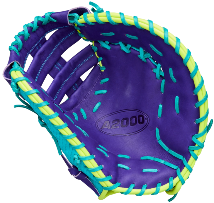 Wilson A2000 1612SS 12" First Base Glove Teal/Purple/Neon RHT