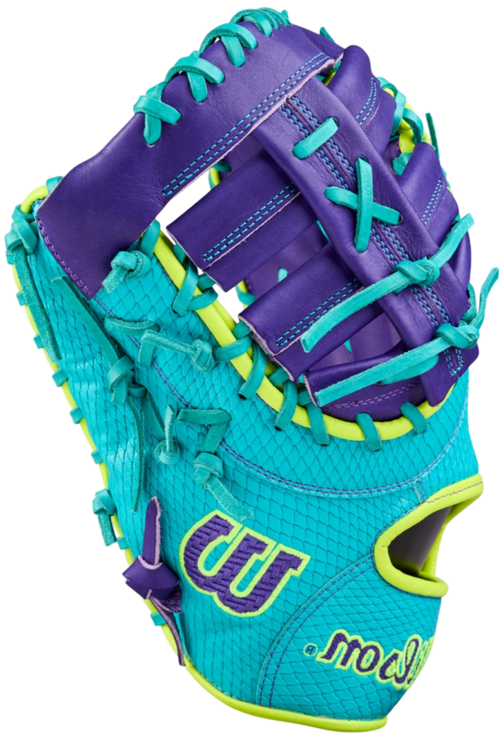 Wilson A2000 1612SS 12" First Base Glove Teal/Purple/Neon LHT