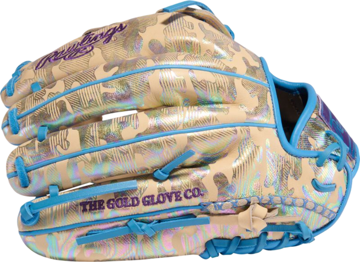 Rawlings Heart of the Hide 12.25" Outfield Glove Camel/Columbia Blue/Metallic Camo