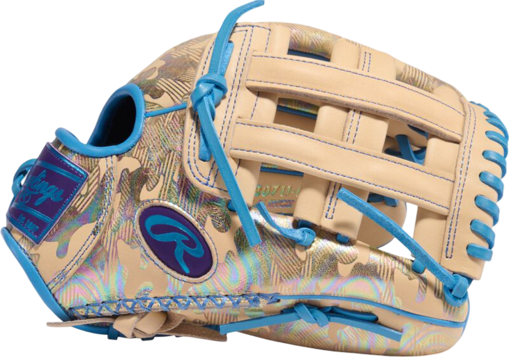 Rawlings Heart of the Hide 12.25" Outfield Glove Camel/Columbia Blue/Metallic Camo