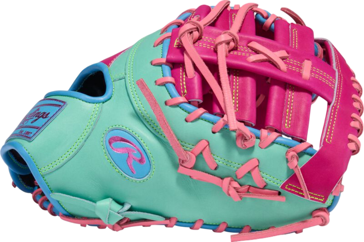 Rawlings Heart Of The Hide 13" First Base Glove Mint/Hot Pink/Pink/Columbia Blue