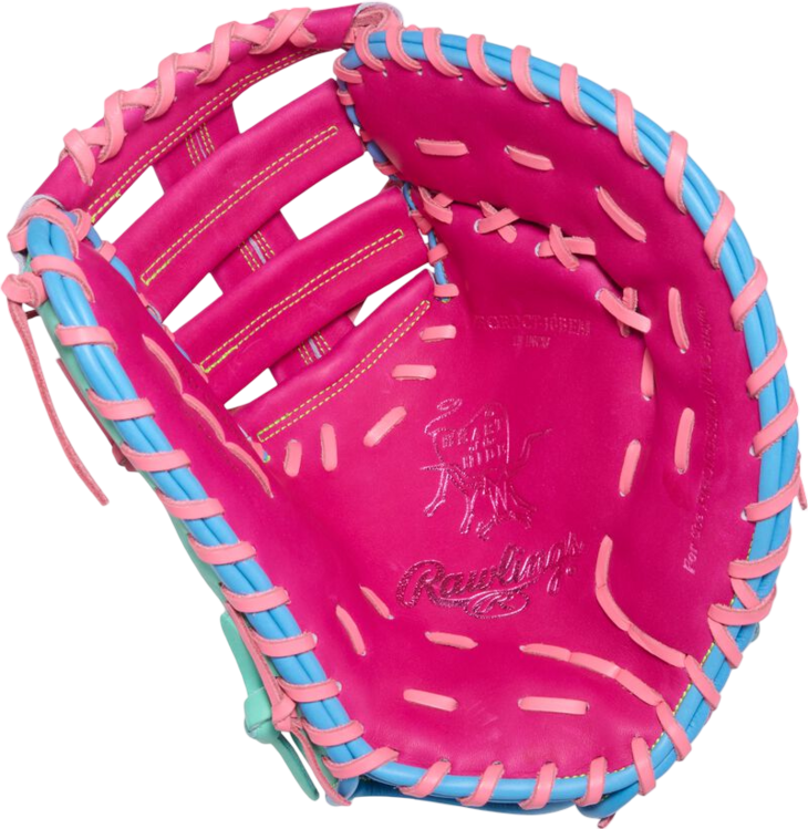 Rawlings Heart Of The Hide 13" First Base Glove Mint/Hot Pink/Pink/Columbia Blue