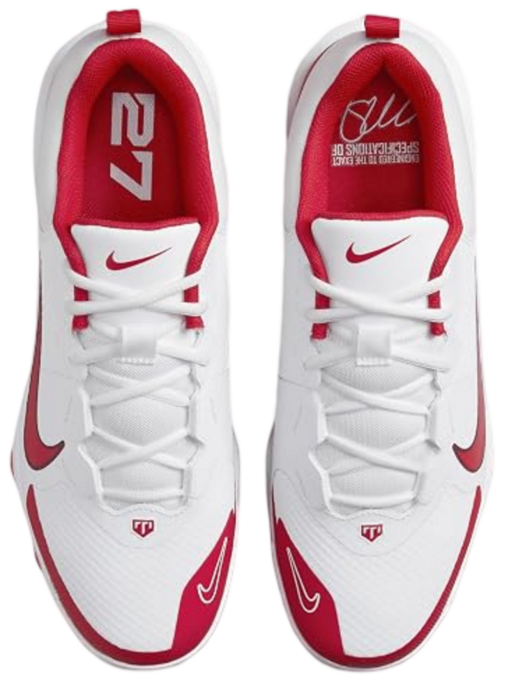 Nike Trout 9 Pro White/Scarlet Low Rubber Cleats