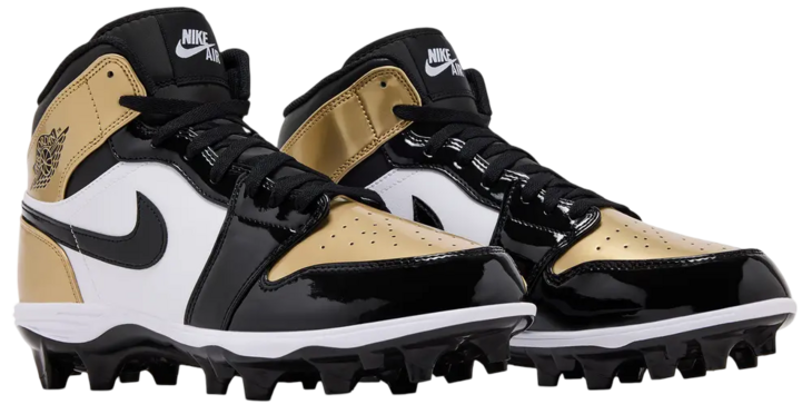 Nike Air Jordan 1 Metallic Gold/White/Black High Rubber Cleats