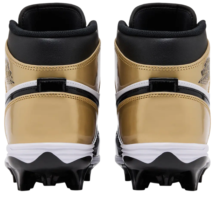 Nike Air Jordan 1 Metallic Gold/White/Black High Rubber Cleats