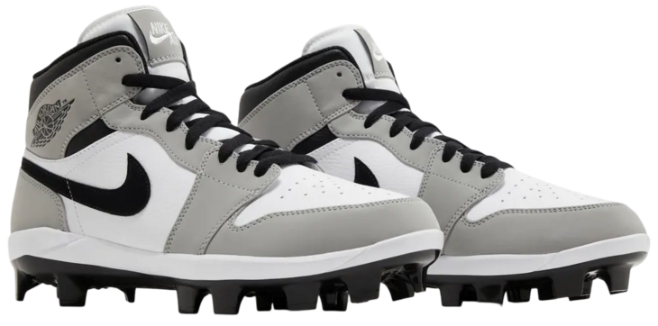 Nike Air Jordan 1 Light Smoke Grey/White/Black High Rubber Cleats