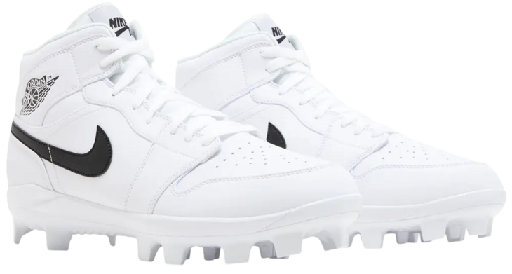 Nike Air Jordan 1 White/Black High Rubber Cleats