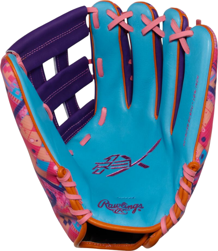 Rawlings REV1X 12.75" Outfield Glove Columbia Blue/Purple/Pink RHT