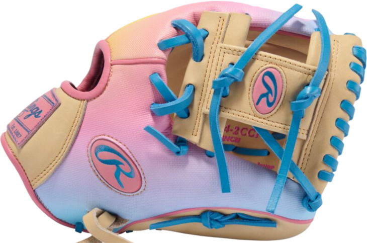Rawlings Heart of the Hide Fun Burst 2.0 11.5" Infield Glove Camel/Columbia Blue/Pink RHT