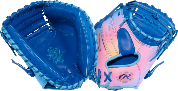 Rawlings Heart of the Hide Fun Burst 2.0 33" Catcher Glove Royal/Pink/Columbia Blue RHT