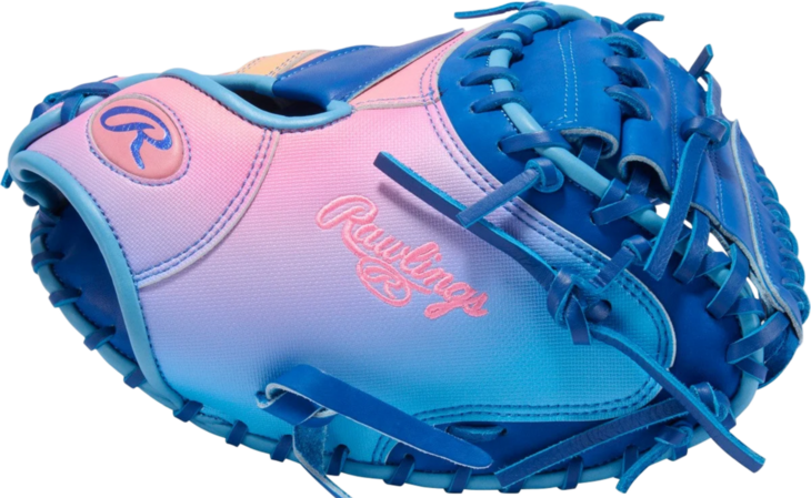 Rawlings Heart of the Hide Fun Burst 2.0 33" Catcher Glove Royal/Pink/Columbia Blue RHT
