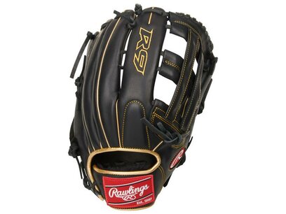 Rawlings R9 12.75" Outfield Glove Black/Gold RHT Rawlings R9 12.75" Outfield Glove Black/Gold RHT