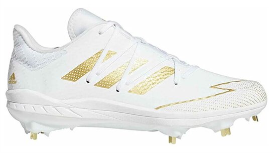 Adidas Afterburner 7 White/Gold Logo Metal Cleats Adidas Afterburner 7 White/Gold Logo Metal Cleats