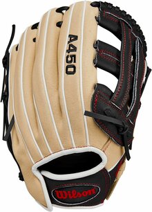 Wilson A450 12" Youth Outfield Glove Tan/Black RHT Wilson A450 12" Youth Outfield Glove Tan/Black RHT
