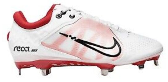 Nike Hyperdiamond 4 White/Scarlet Metal Cleats Nike Hyperdiamond 4 White/Scarlet Metal Cleats