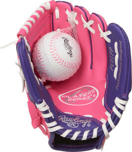 Rawlings Players Series 9" Youth Glove with Soft Core Ball Pink/Purple RHT Rawlings Players Series 9" Youth Glove with Soft Core Ball Pink/Purple RHT
