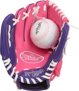 Rawlings Players Series 9" Youth Glove with Soft Core Ball Pink/Purple LHT Rawlings Players Series 9" Youth Glove with Soft Core Ball Pink/Purple LHT