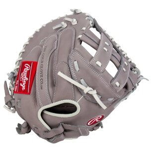 Rawlings R9 Softball 33" Catcher Glove Gray/White RHT Rawlings R9 Softball 33" Catcher Glove Gray/White RHT