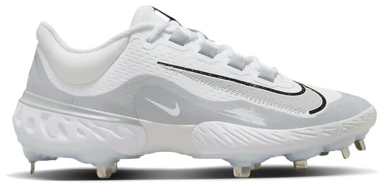 Nike Huarache Elite 4 White/Grey Metal Cleats Nike Huarache Elite 4 White/Grey Metal Cleats