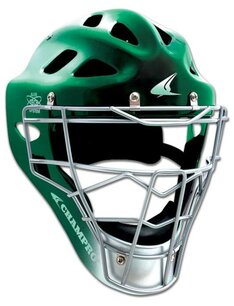 Champro Pro-Plus Catcher Helmet Silver Adult Dark Green Champro Pro-Plus Catcher Helmet Silver Adult Dark Green