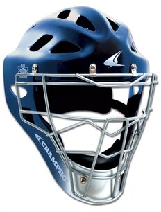 Champro Pro-Plus Catcher Helmet Silver Adult Navy Champro Pro-Plus Catcher Helmet Silver Adult Navy