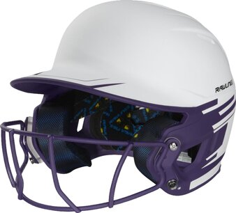 Rawlings Mach Ice Softball Batting Helmet Senior White/Purple Rawlings Mach Ice Softball Batting Helmet Senior White/Purple