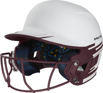 Rawlings Mach Ice Softball Batting Helmet Senior White/Maroon Rawlings Mach Ice Softball Batting Helmet Senior White/Maroon