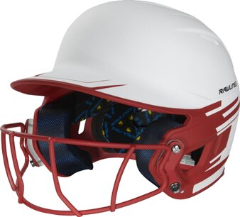 Rawlings Mach Ice Softball Batting Helmet Senior White/Scarlet Rawlings Mach Ice Softball Batting Helmet Senior White/Scarlet