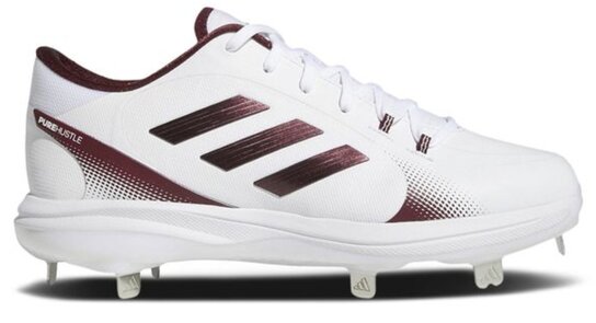 Adidas Pure Hustle 2 White/Maroon Metal Cleats Adidas Pure Hustle 2 White/Maroon Metal Cleats