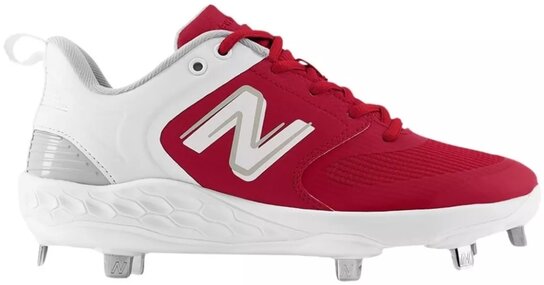 New Balance SMVELOR3 Scarlet/White Metal Cleats New Balance SMVELOR3 Scarlet/White Metal Cleats