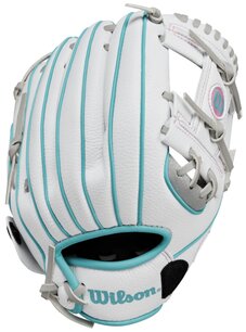 Wilson A200 10" Youth Glove Silver/White/Teal RHT Wilson A200 10" Youth Glove Silver/White/Teal RHT