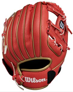 Wilson A200 9" Youth Glove Red/Gold RHT Wilson A200 9" Youth Glove Red/Gold RHT