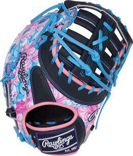 Rawlings Heart Of The Hide 13" First Base Glove Black/Blue/Pink Waves RHT Rawlings Heart Of The Hide 13" First Base Glove Black/Blue/Pink Waves RHT