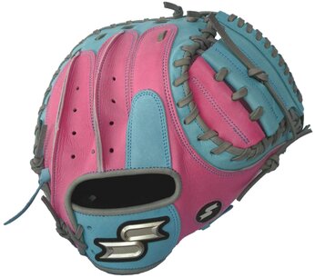 SSK Pro Custom 33" Catcher Glove Pink/Colombia Blue RHT SSK Pro Custom 33" Catcher Glove Pink/Colombia Blue RHT