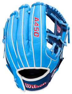 Wilson A450 11.5" Youth Infield Glove Baby Blue/Navy RHT