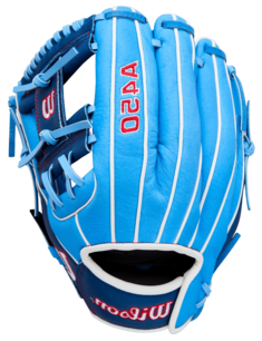 Wilson A450 11.5" Youth Infield Glove Baby Blue/Navy LHT
