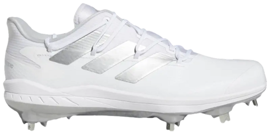 Adidas Afterburner 8 White/Silver Metallic Metal Cleats