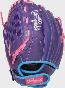 Rawlings Sure Catch Softball 11" Youth Glove Purple/Pink/Columbia Blue LHT