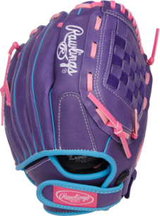 Rawlings Sure Catch Softball 11" Youth Glove Purple/Pink/Columbia Blue RHT